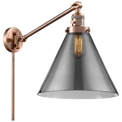 Innovations Lighting Cone 16" High Copper Swing Arm W/ Plated Smoke Shade