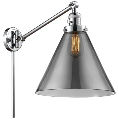 Innovations Lighting Cone 16" High Polished Chrome Swing Arm W/ Plated Smoke Shade