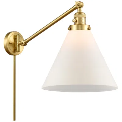 Innovations Lighting Cone 16" High Satin Gold Swing Arm W/ Matte White Shade
