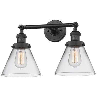 Innovations Lighting Cone 18" 2-light Matte Black Bath Light W/ Clear Shade