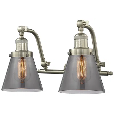 Innovations Lighting Cone 18"w 2 Light Brushed Nickel Bath Light W/ Smoke Shade