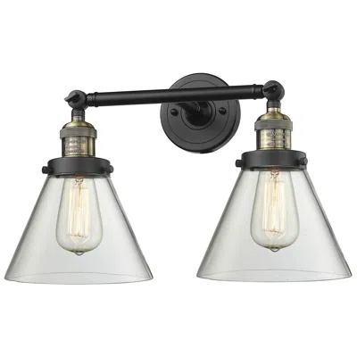 Innovations Lighting Cone 2 Light 18" Led Bath Light - Black Antique Brass - Clear Shade