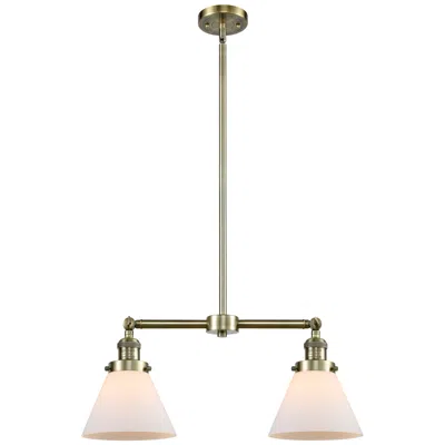 Innovations Lighting Cone 21" Wide 2 Light Antique Brass Island Light W/ Matte White Shade