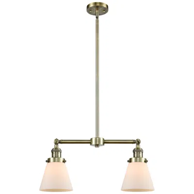 Innovations Lighting Cone 21" Wide 2 Light Antique Brass Island Light W/ Matte White Shade