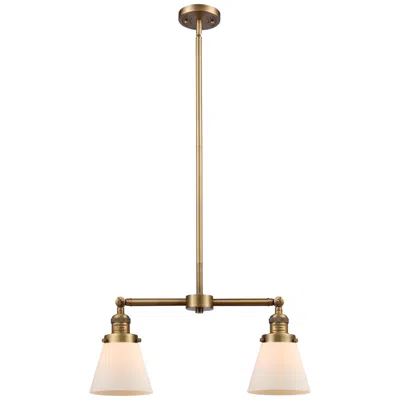 Innovations Lighting Cone 21" Wide 2 Light Brushed Brass Island Light W/ Matte White Shade