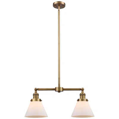 Innovations Lighting Cone 21" Wide 2 Light Brushed Brass Island Light W/ Matte White Shade