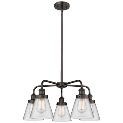 Innovations Lighting Cone 24.25"w 5 Light Oil Rubbed Bronze Stem Hung Chandelier W/ Clear S