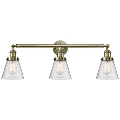 Innovations Lighting Cone 3 Light 30" Bath Light - Antique Brass - Seedy Shade