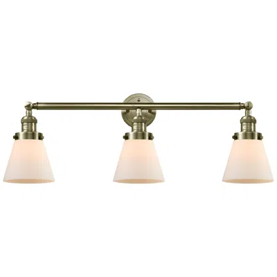 Innovations Lighting Cone 3 Light 30" Led Bath Light - Antique Brass - Matte White Shade