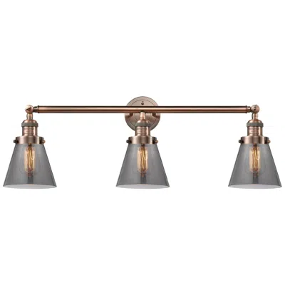 Innovations Lighting Cone 3 Light 30" Led Bath Light - Antique Copper - Plated Smoke Shade