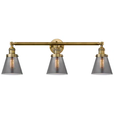 Innovations Lighting Cone 3 Light 30" Led Bath Light - Brushed Brass - Plated Smoke Shade