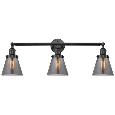 Innovations Lighting Cone 3 Light 30" Led Bath Light - Matte Black - Plated Smoke Shade