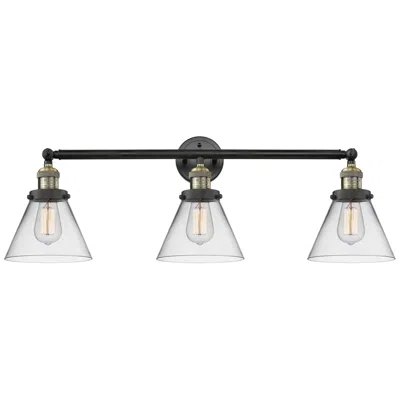 Innovations Lighting Cone 3 Light 32" Bath Light - Black Antique Brass - Clear Shade
