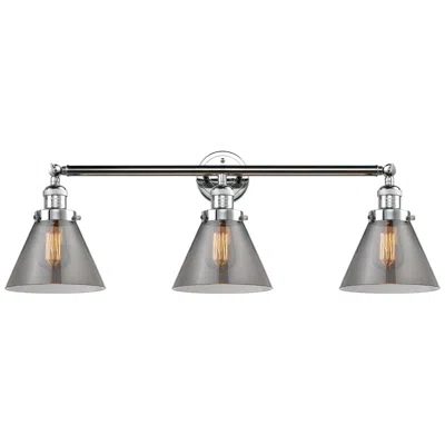 Innovations Lighting Cone 3 Light 32" Bath Light - Polished Chrome - Plated Smoke Shade