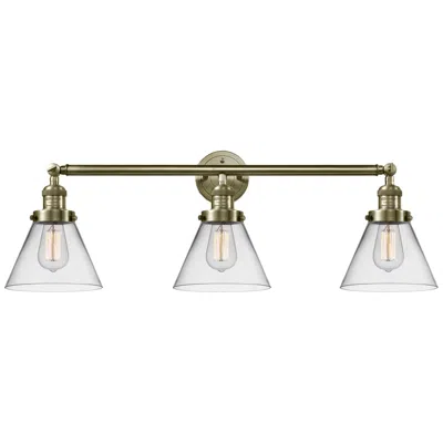 Innovations Lighting Cone 3 Light 32" Led Bath Light - Antique Brass - Clear Shade