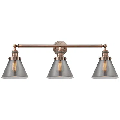 Innovations Lighting Cone 3 Light 32" Led Bath Light - Antique Copper - Plated Smoke Shade