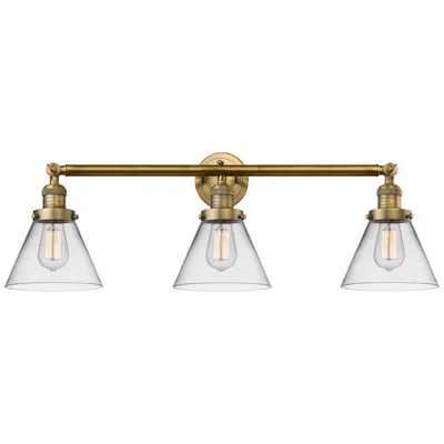 Innovations Lighting Cone 3 Light 32" Led Bath Light - Brushed Brass - Clear Shade
