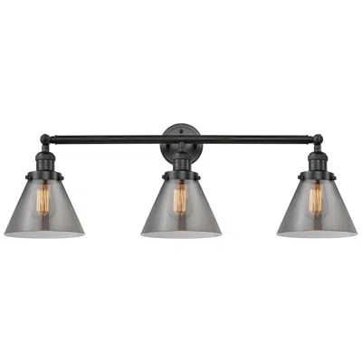 Innovations Lighting Cone 3 Light 32" Led Bath Light - Matte Black - Plated Smoke Shade