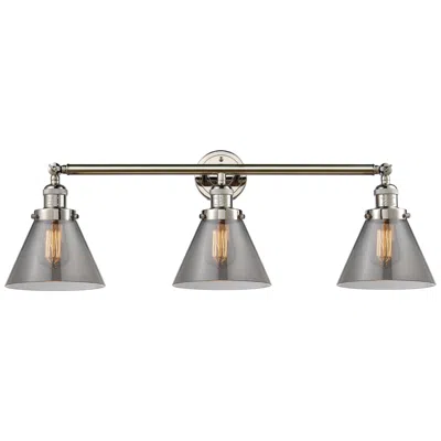 Innovations Lighting Cone 3 Light 32" Led Bath Light - Polished Nickel - Plated Smoke Shade