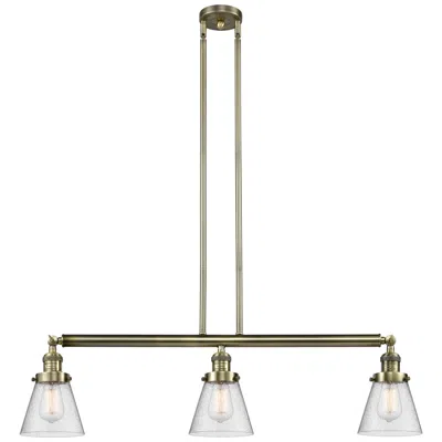 Innovations Lighting Cone 3 Light 39" Led Island Light - Antique Brass  - Seedy Shade