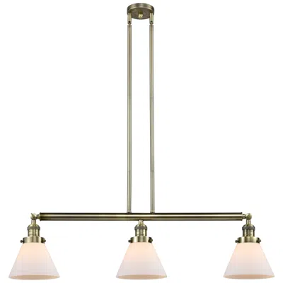 Innovations Lighting Cone 3 Light 40" Island Light - Antique Brass  - Matte White Shade