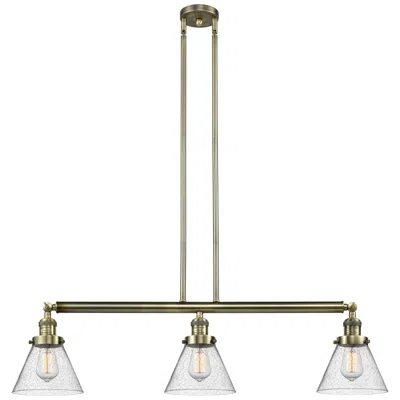 Innovations Lighting Cone 3 Light 40" Led Island Light - Antique Brass  - Seedy Shade