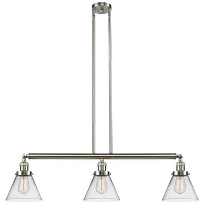 Innovations Lighting Cone 3 Light 40" Led Island Light - Brushed Satin Nickel  - Clear Shad