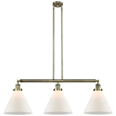 Innovations Lighting Cone 3 Light 44" Led Island Light - Antique Brass  - Matte White Shade
