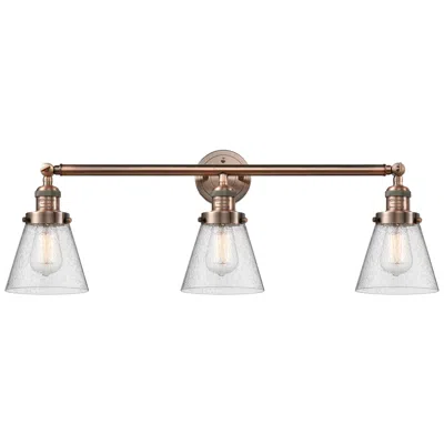 Innovations Lighting Cone 30" 3-light Antique Copper Bath Light W/ Seedy Shade