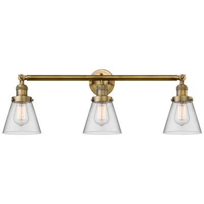 Innovations Lighting Cone 30" 3-light Brushed Brass Bath Light W/ Clear Shade