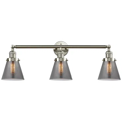 Innovations Lighting Cone 30" 3-light Brushed Satin Nickel Bath Light W/ Plated Smoke Shade