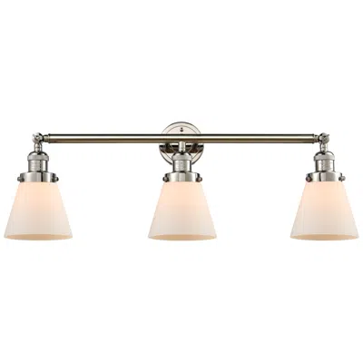 Innovations Lighting Cone 30" 3-light Polished Nickel Bath Light W/ Matte White Shade