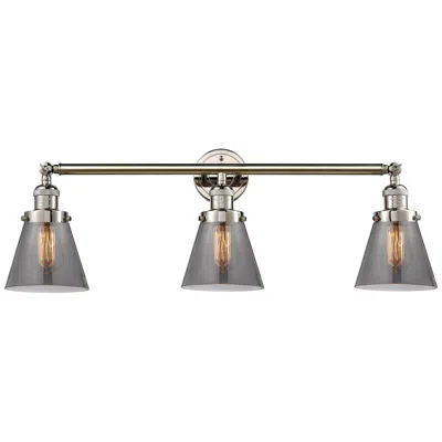 Innovations Lighting Cone 30" 3-light Polished Nickel Bath Light W/ Plated Smoke Shade