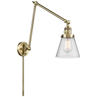 Innovations Lighting Cone 30" High Antique Brass Swing Arm W/ Seedy Shade