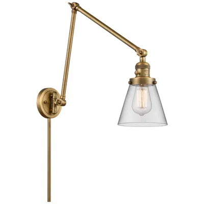 Innovations Lighting Cone 30" High Brushed Brass Swing Arm W/ Clear Shade