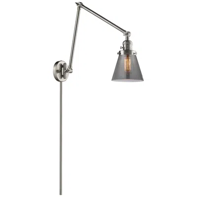 Innovations Lighting Cone 30" High Brushed Satin Nickel Swing Arm W/ Plated Smoke Shade