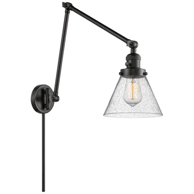 Innovations Lighting Cone 30" High Matte Black Swing Arm W/ Seedy Shade