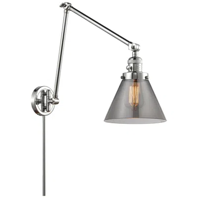 Innovations Lighting Cone 30" High Polished Chrome Swing Arm W/ Plated Smoke Shade