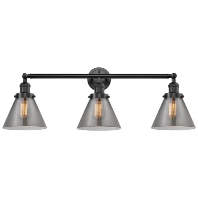Innovations Lighting Cone 32" 3-light Oil Rubbed Bronze Bath Light W/ Plated Smoke Shade