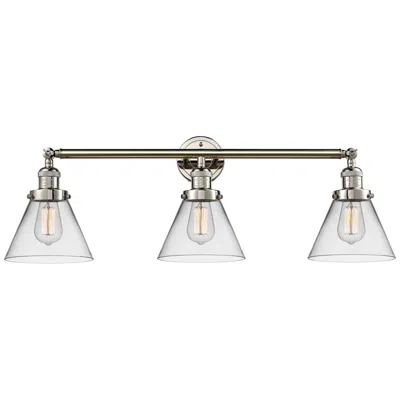 Innovations Lighting Cone 32" Wide Clear Glass Polished Nickel Bath Light