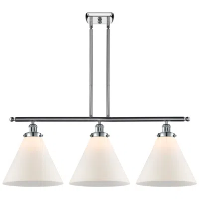 Innovations Lighting Cone 36" Wide 3 Light Polished Chrome Island Light W/ Matte White Shad