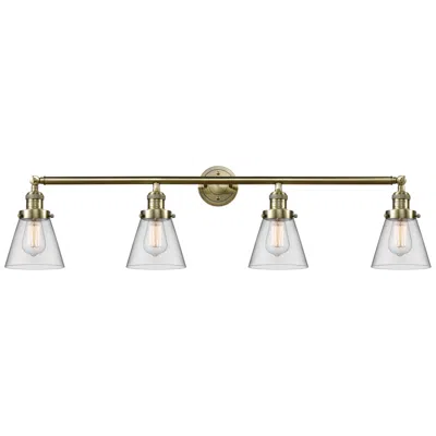 Innovations Lighting Cone 4 Light 42" Bath Light - Antique Brass - Clear Shade
