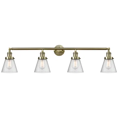 Innovations Lighting Cone 4 Light 42" Bath Light - Antique Brass - Seedy Shade