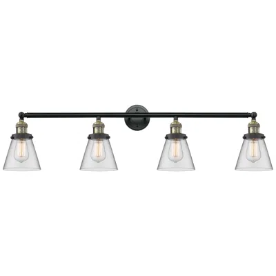 Innovations Lighting Cone 4 Light 42" Bath Light - Black Antique Brass - Clear Shade