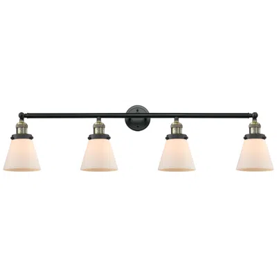 Innovations Lighting Cone 4 Light 42" Bath Light - Black Antique Brass - Matte White Shade
