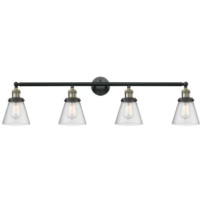 Innovations Lighting Cone 4 Light 42" Bath Light - Black Antique Brass - Seedy Shade