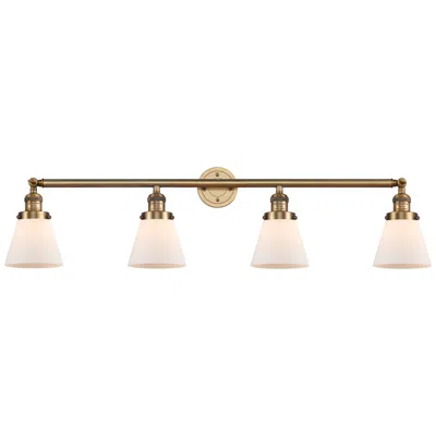 Innovations Lighting Cone 4 Light 42" Bath Light - Brushed Brass - Matte White Shade