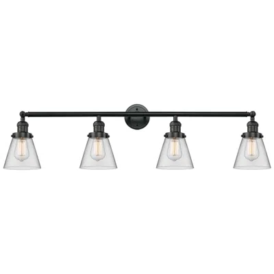 Innovations Lighting Cone 4 Light 42" Bath Light - Matte Black - Clear Shade
