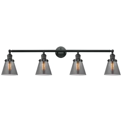 Innovations Lighting Cone 4 Light 42" Bath Light - Matte Black - Plated Smoke Shade