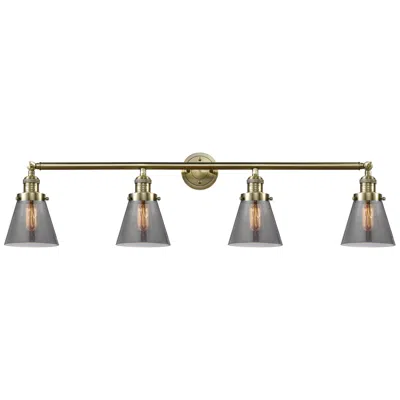 Innovations Lighting Cone 4 Light 42" Led Bath Light - Antique Brass - Plated Smoke Shade
